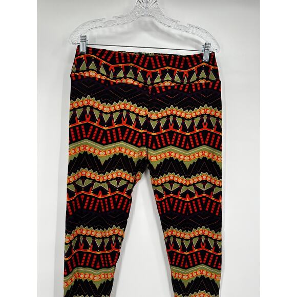 Tall & Curvy Leggings Womens Black Olive Red Aztec Print Stretch Pants Yoga - Picture 2 of 12